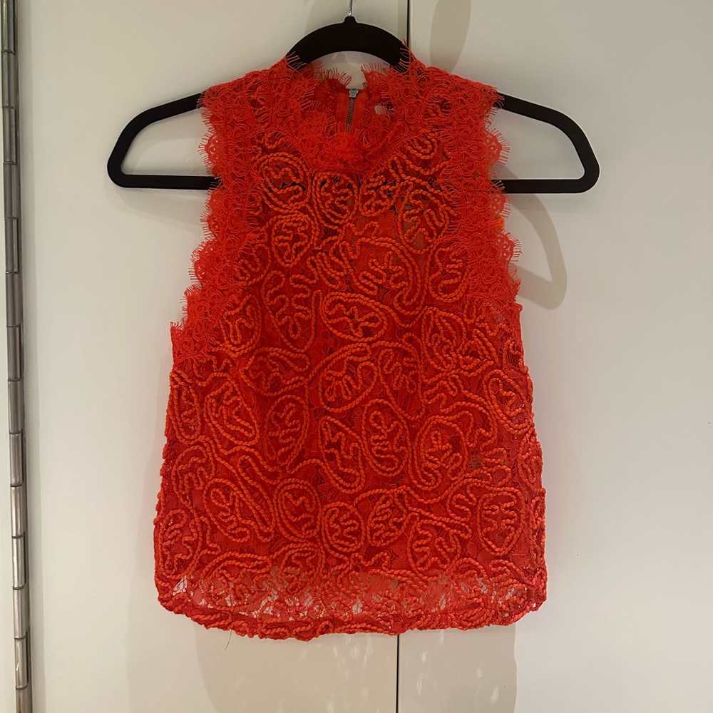 Zara Lace detailed red top